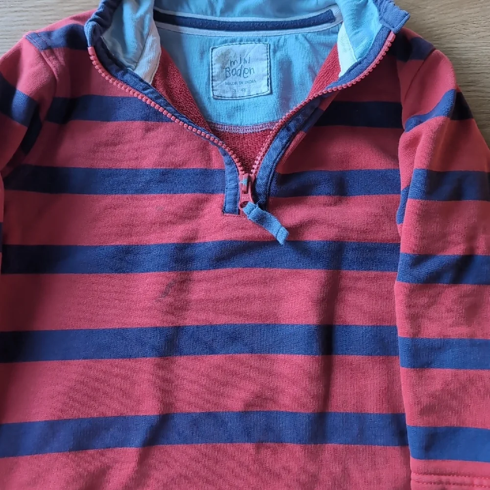 Mini Boden - Half zip Striped Kids Pullover - Red and Blue - 3-4Y - Picture 3 of 8